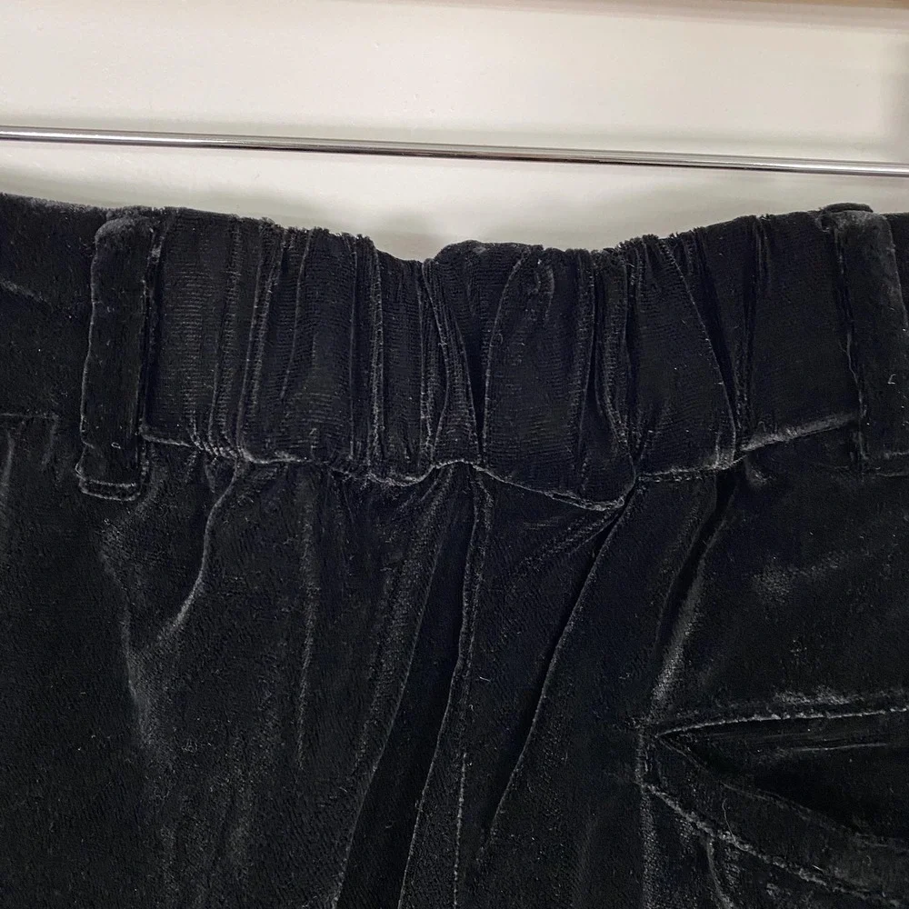 American Eagle Pants Womens XLT Black Velvet Pleated Lined Elastic Waist Bohemia